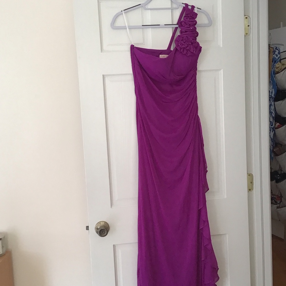 Elegant One-Shoulder Fushia Evening Dress